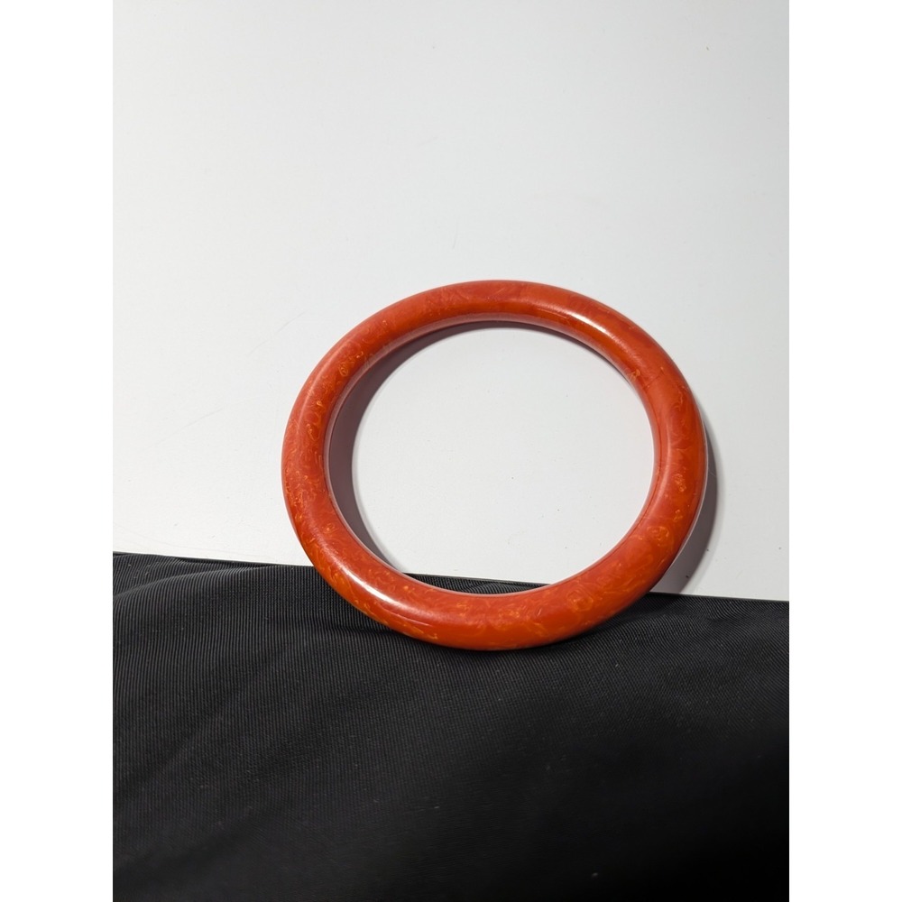 Vintage Marbled‎ Cherry Red & Marmalade Bakelite Bangle